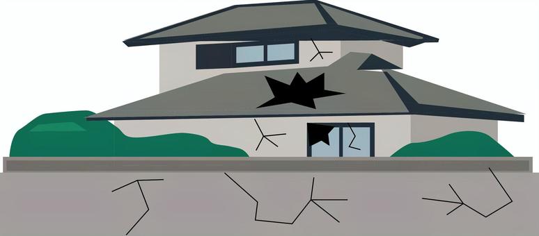 空き家 空き家,古い,劣化,ヒビ,一軒家,屋根,自宅,実家,窓,建物のイラスト素材
