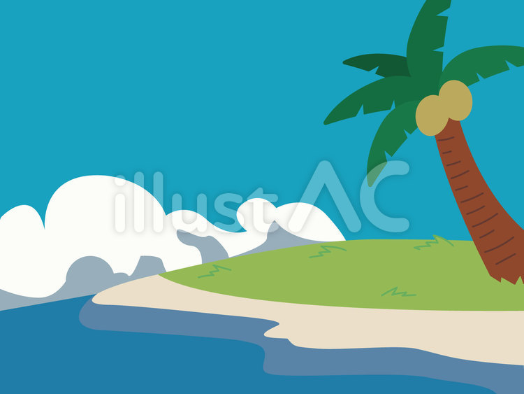 ヤシの木_南国のイラスト 海,ヤシの木,南国のイラスト素材