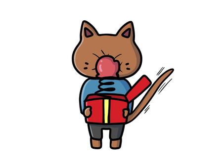 びっくり箱を開けてしまった猫のイラスト 猫,びっくり箱,びっくり,プレゼント,ギフト,パンチンググローブ,手描き,いたずら,驚く,サプライズのイラスト素材