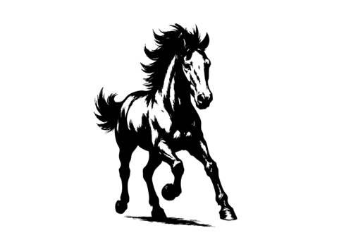 	馬のシルエット年賀状素材 馬,ウマ,動物,2026,2026年,令和8年,年賀状,新年,お正月,正月のイラスト素材