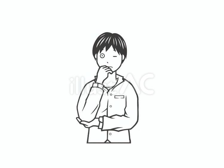 納得いかず疑いのポーズをとる若い男性 男性,シャツ,思考中のイラスト素材