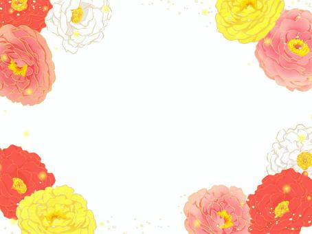 牡丹フレーム フレーム,横,植物,花,牡丹,春,冬,1月,2月,4月のイラスト素材
