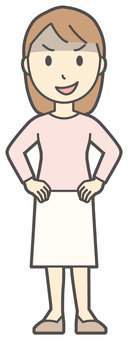  ロングヘア女性-425-全身 悪人,女性,女の子,人物,かわいい,表情,感情,悪い,悪事,いじわるのイラスト素材