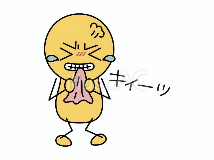 キィーッと悔しがる棒人間　黄 棒人間,黄,顔文字のイラスト素材