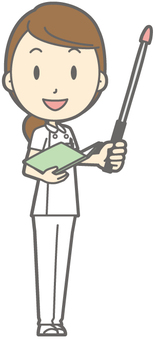 Female nurse - Directing stick 1 Right oblique - whole body, , JPG, PNG and AI