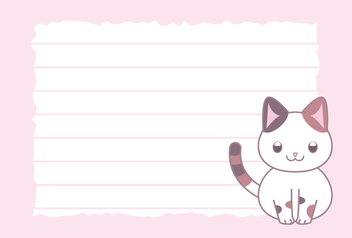 お座り子猫みけたんのメモ便箋 猫,三毛猫,お座り,子猫,かわいい,便箋,メモのイラスト素材