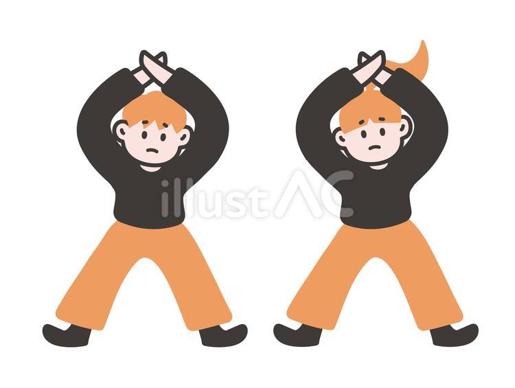 ばつのポーズ（全身） ばつ,不正解,だめのイラスト素材