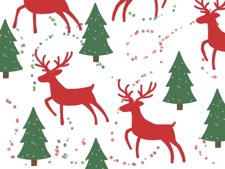 森の中のトナカイの群れ クリスマス,トナカイ,背景,壁紙,フォーマット,テンプレート,透過,イラスト,メリークリスマス,merrychristmasのイラスト素材