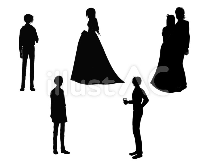人物 お洒落な人々 シルエットイラスト No 無料イラストなら イラストac