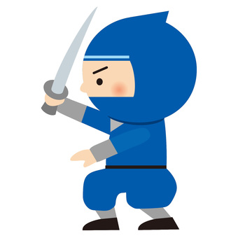 横向きで刀を構える忍者 忍者,人物,全身,歴史,忍び,忍術,日本,戦国,着物,かわいいのイラスト素材