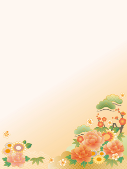 華やか和風フレーム縦⑥ 和風,和柄,背景,フレーム,枠,飾り枠,お正月,縁起物,年賀状,日本のイラスト素材