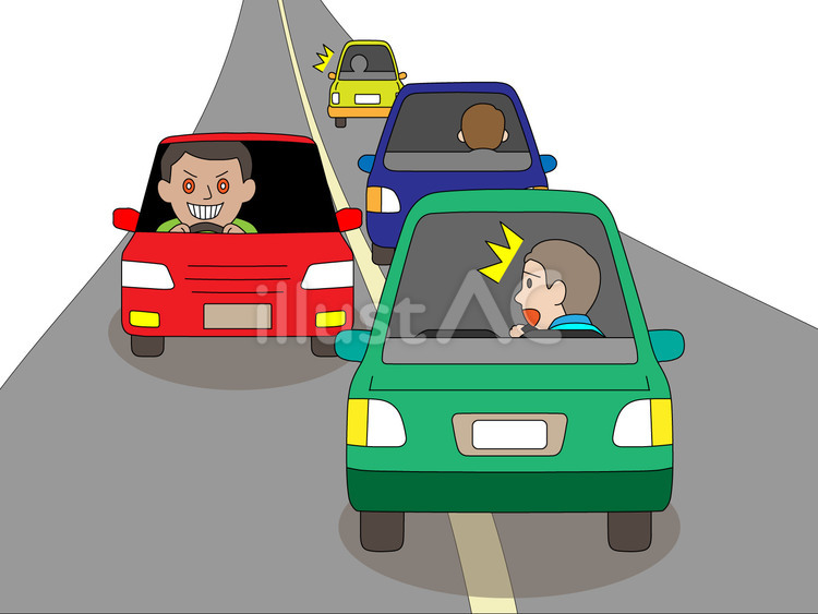 逆走運転の恐怖Ｂ 逆走,ロードレイジ,車のイラスト素材