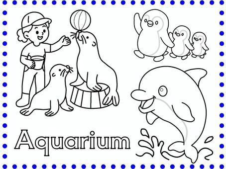 水族館　０２　ぬりえ 水族館,ぬりえ,かわいいのイラスト素材