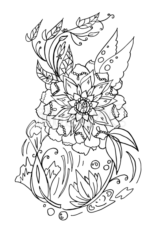 Answer ruler ぬりえ,曼荼羅,花のイラスト素材