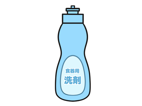 青い食器用洗剤のイラスト01 生活,掃除,道具,洗剤,食器洗いのイラスト素材