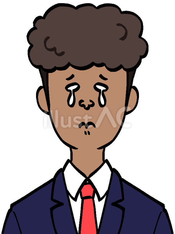 泣いている色黒パーマの男性 人,人物,人間のイラスト素材