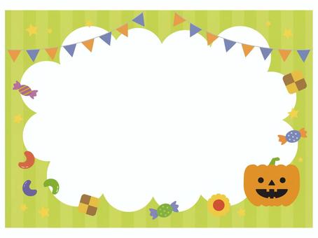 ハロウィンお菓子の楽しいもくもくフレーム ハロウィン,お菓子,フレーム,枠,クッキー,あめ,ゼリービーンズ,かぼちゃ,お化けカボチャ,ガーランドのイラスト素材