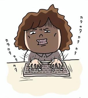何が何でも仕事を終わらせたい女性2 何が何でも仕事を終わらせたい女性2 女性,かわいい,ゆるい,手描き,パソコン,タイピング,仕事,事務,キーボード,会社のイラスト素材