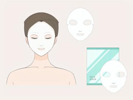 フェイスマスク フェイスマスク,フェイスパック,美容,スキンケア,顔,女性,ターバンのイラスト素材