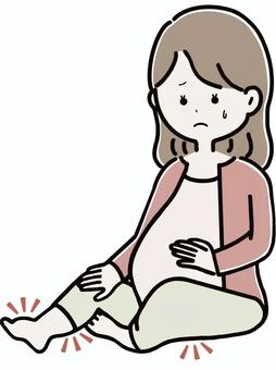 むくみに悩む妊婦 妊婦,妊娠,足,浮腫み,パンパン,しんどい,だるい,重い,張る,マタニティのイラスト素材