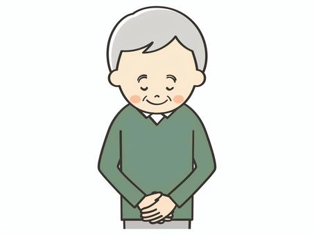 お辞儀をするおじいさん お辞儀をするおじいさん お辞儀,お礼,挨拶,礼,お断り,感謝,ありがとう,笑顔,おじいさん,年配のイラスト素材