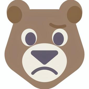 【そのまま使える】クマの顔4 クマ,熊,動物,顔,正面,困惑,困る,残念,表情,アニマルのイラスト素材