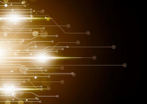 電子回路の金色に輝くデジタル背景素材 デジタル,電子回路,テクノロジー,基盤,光,パーティクル,フレア,ライン,スタイリッシュ,ゴールドのイラスト素材