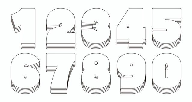 オリジナル数字セットI　多重影 数字,フォント,オリジナル,文字,太文字,極太,ボールド,フチ文字,袋文字,立体のイラスト素材