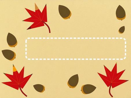 Illustration, autumn leaves, acorn, dotted line, 