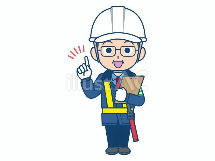 指差しする中年の交通誘導員 交通誘導員,男性,中年のイラスト素材