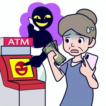 振り込め詐欺に注意 詐欺,atm,現金,高齢者,電話のイラスト素材