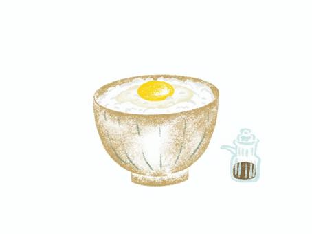 卵かけご飯 卵,卵かけご飯,白ごはん,お米,醤油,和食,お椀のイラスト素材