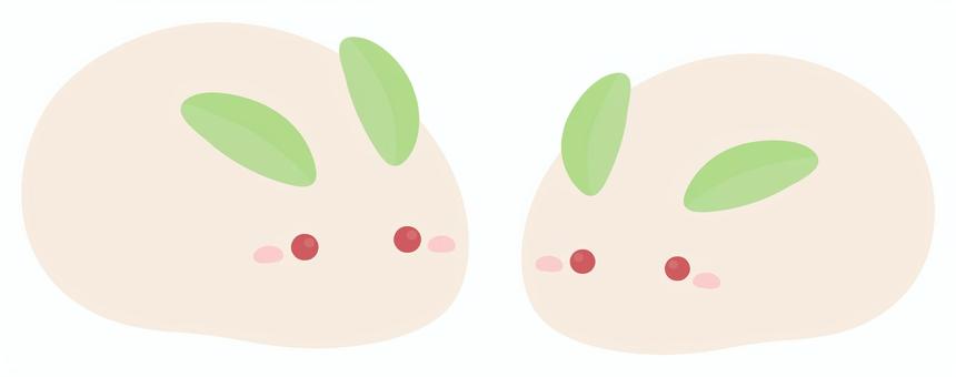 雪うさぎ2つ 雪うさぎ2つ 冬,雪,雪うさぎ,雪兎,ゆきうさぎ,年賀状,正月,お正月,冬休み,手描きのイラスト素材