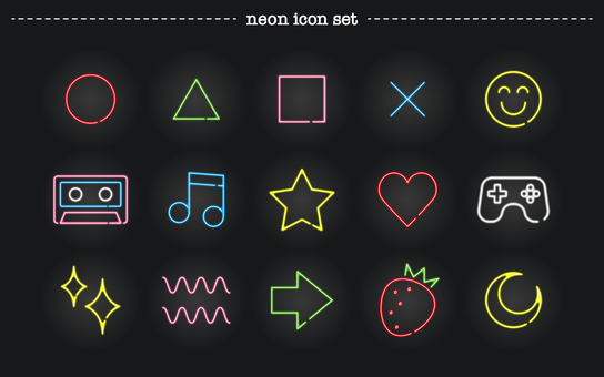 Illustration, neon, colorful, tiny, 