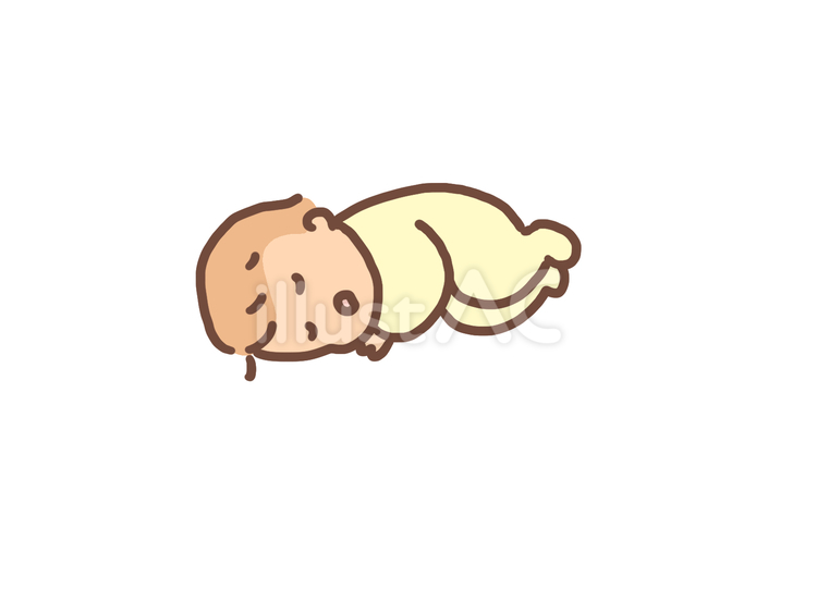 赤ちゃんうつ伏せ寝 人,シンプル,手書きのイラスト素材
