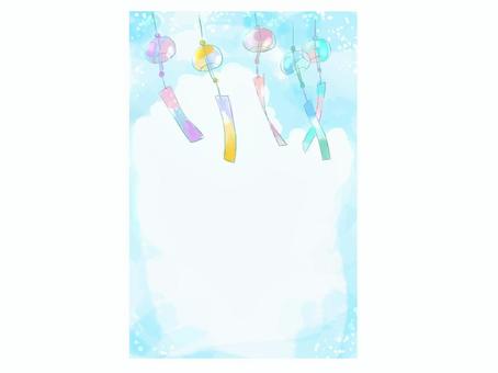 Illustration, summer greeting card, postcard template, wind chimes, 