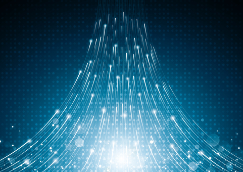 デジタルな光のデータ通信のイメージ素材 デジタルな光のデータ通信のイメージ素材 デジタル,サイバー,ライン,ファイバー,光,パーティクル,ドット,テクノロジー,スタイリッシュ,青色のイラスト素材