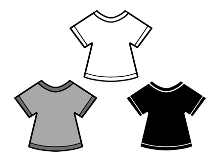 服 子供服,tシャツ,古着,セット,白黒,シルエットのイラスト素材