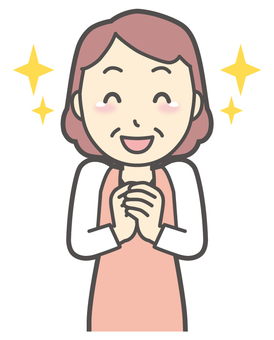  エプロンおばちゃん-136-バスト 感動,おばちゃん,エプロン,お母さん,ママ,中年,おばさん,主婦,人物,かわいいのイラスト素材