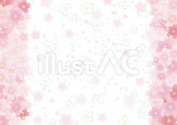 桜の花びらが舞う春の背景（サイド） 桜,桜吹雪,さくらのイラスト素材