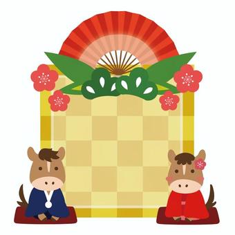 2026年午年イラスト 午年,馬,午,かわいい,家族,夫婦,オス,メス,男,正月のイラスト素材