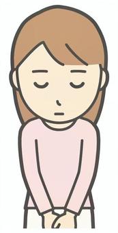  ロングヘア女性-352-バスト おじぎ,女性,女の子,人物,かわいい,挨拶,お礼,バストアップ,上半身,若いのイラスト素材