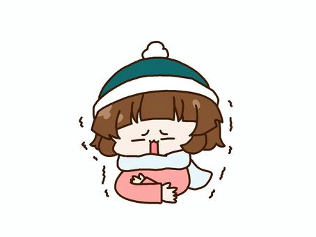 寒さにふるえる女の子 寒さにふるえる女の子 冬,震える,寒い,女の子,子ども,ブルブル,北風,季節,風邪,ニット帽のイラスト素材