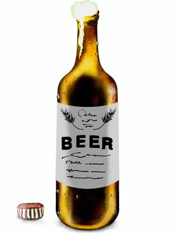 Bottled beer opening foam watercolor rough touch, bottled beer, beer, bottle, JPG and PNG