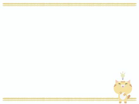 ひらめく_猫 ひらめく,猫,ちゃとら,動物,かわいい,電球,分かった,なるほど,フレームのイラスト素材