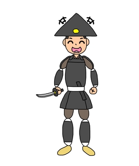 笑う戦国時代の足軽 足軽,侍,武士,鎧武者,戦士,兵士,日本,和風,歴史,日本史のイラスト素材