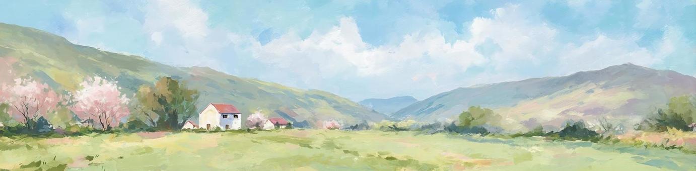 Header image of spring countryside with cherry blossoms blooming_2, JPG Header image of spring countryside with cherry blossoms blooming_2, spring, the countryside, landscape, JPG