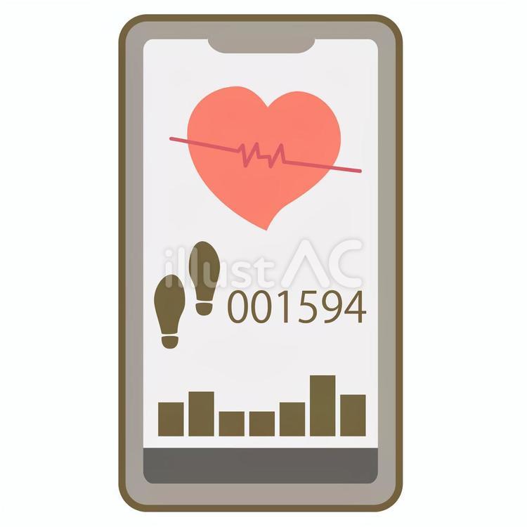 歩数計アプリとスマホ スマホ,スマートフォン,歩数計のイラスト素材