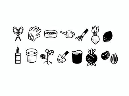 趣味　園芸用品アイコン 園芸,ガーデニング,道具,畑,農園,花壇,趣味,整理,アイコン,マークのイラスト素材