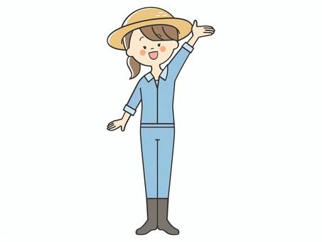 案内する農家の女性 紹介,案内,農家,説明,教える,紹介する,解説,アドバイス,重要,元気のイラスト素材
